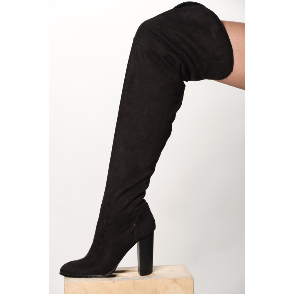 Suede Knee High heeled boots